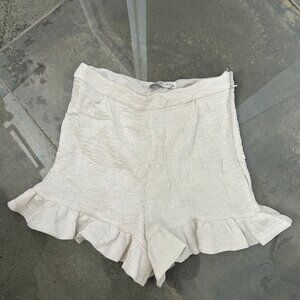 Endless Rose white ruffled hem high-waisted shorts | L